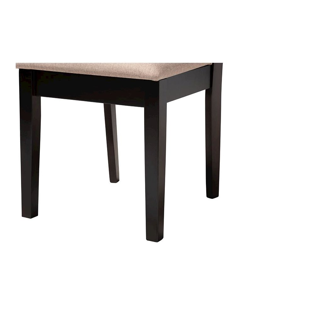 Norah Modern Sand Fabric and Dark Brown Finished Wood 5-Piece Dining Set. Picture 6