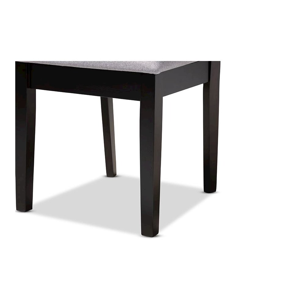 Gray Fabric Upholstered Espresso Brown Finished Wood Dining Chair Set of 4. Picture 4