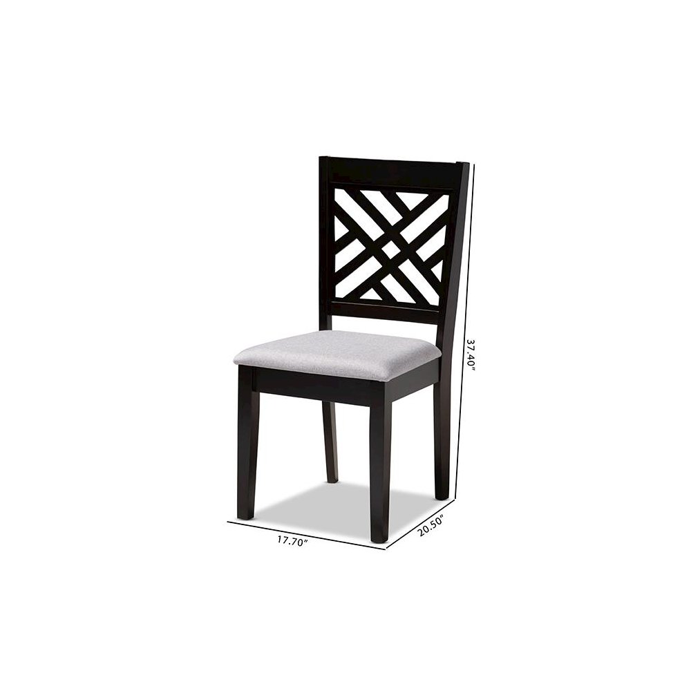 Gray Fabric Upholstered Espresso Brown Finished Wood Dining Chair Set of 4. Picture 7