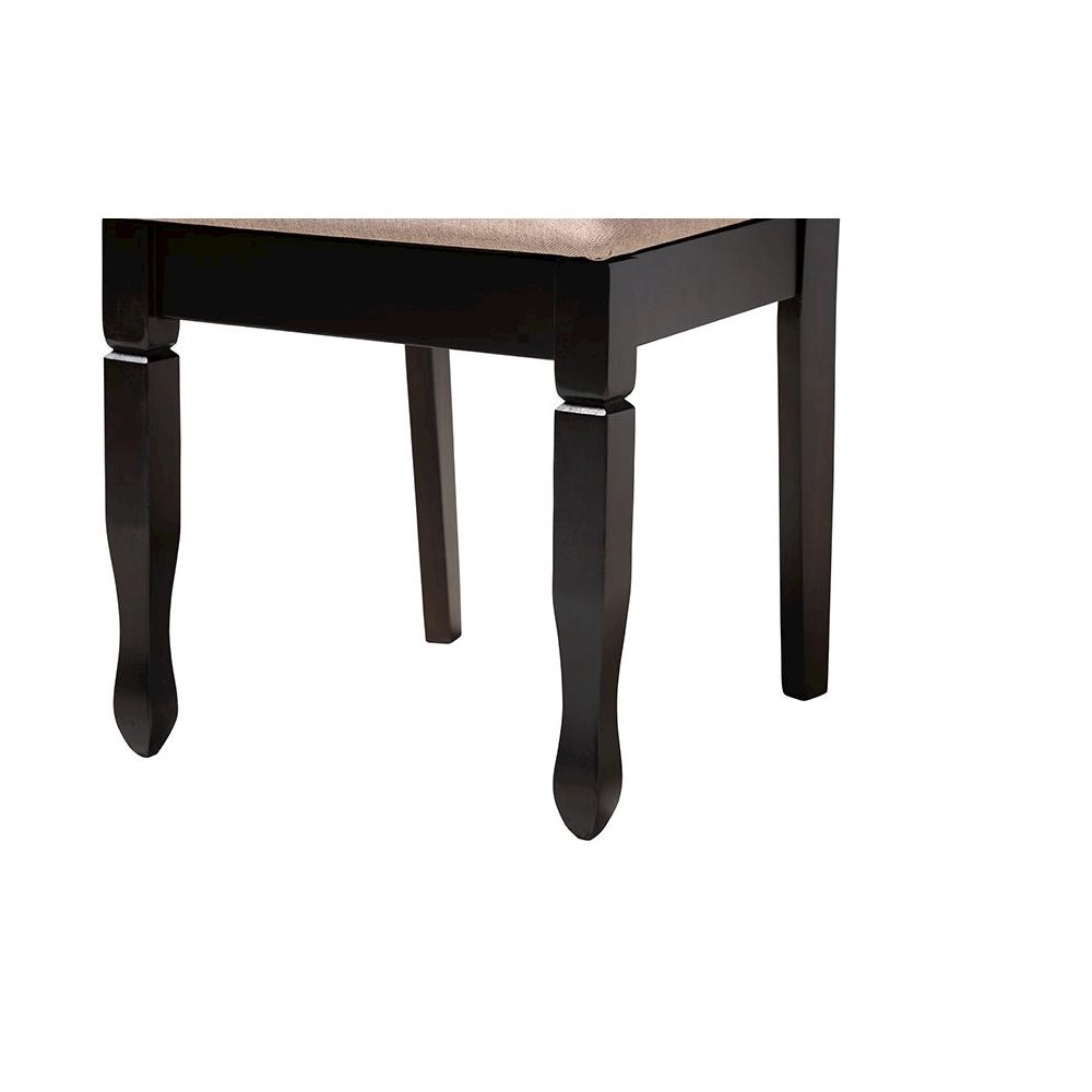 Maya Modern Beige Fabric and Espresso Brown Finished Wood 5-Piece Dining Set. Picture 6