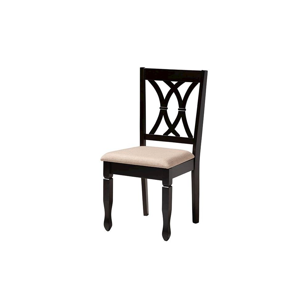 April Modern Sand Fabric and Dark Brown Finished Wood 5-Piece Dining Set. Picture 2