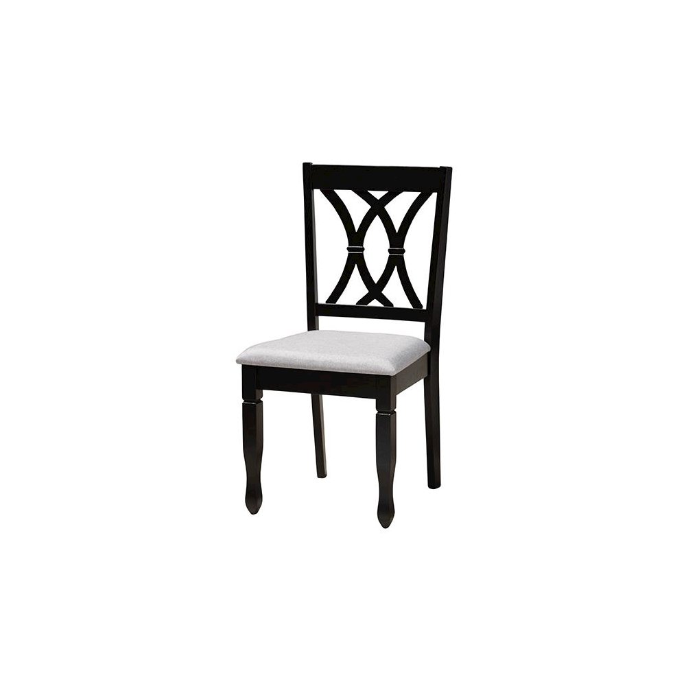Maya Modern Grey Fabric and Espresso Brown Finished Wood 5-Piece Dining Set. Picture 2