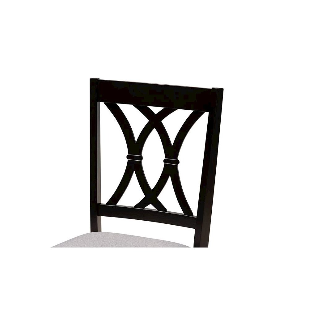 Maya Modern Grey Fabric and Espresso Brown Finished Wood 5-Piece Dining Set. Picture 5