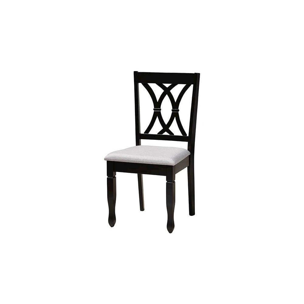April Modern Grey Fabric and Dark Brown Finished Wood 5-Piece Dining Set. Picture 2