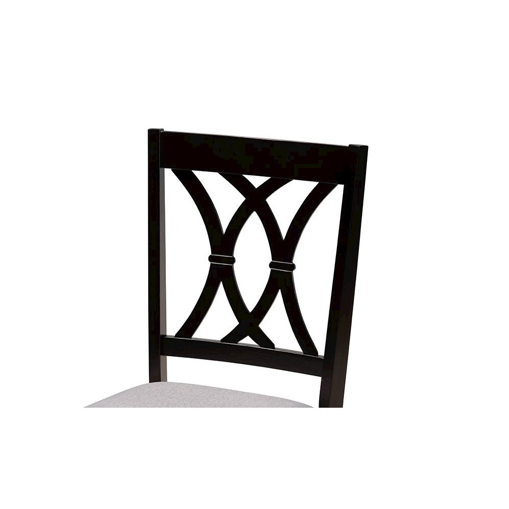 April Modern Grey Fabric and Dark Brown Finished Wood 5-Piece Dining Set. Picture 5