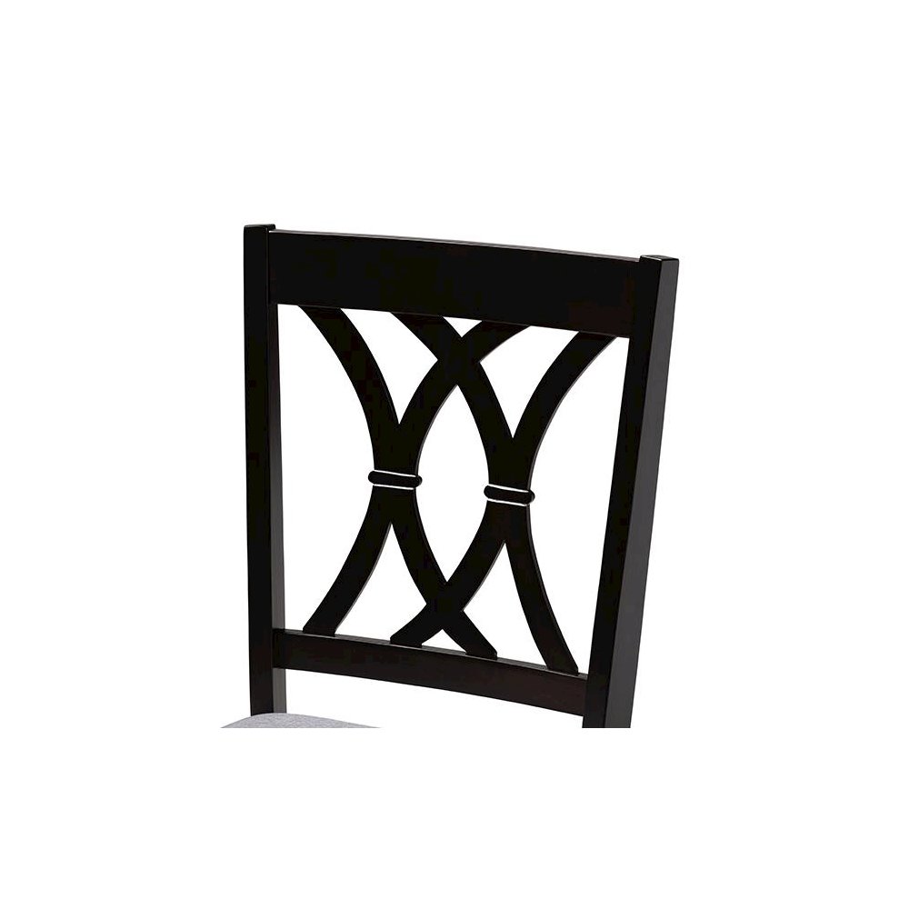 Gray Fabric Upholstered Espresso Brown Finished Wood Dining Chair Set of 4. Picture 3