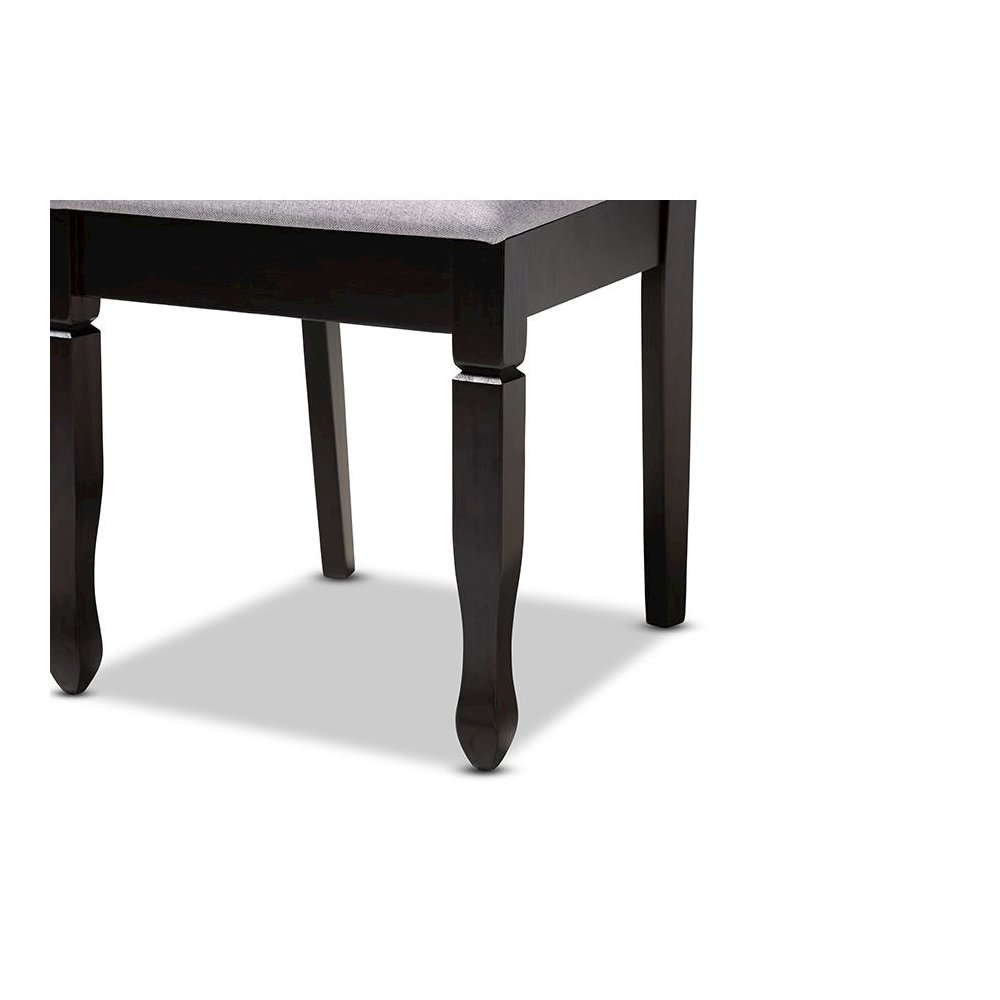 Gray Fabric Upholstered Espresso Brown Finished Wood Dining Chair Set of 4. Picture 4