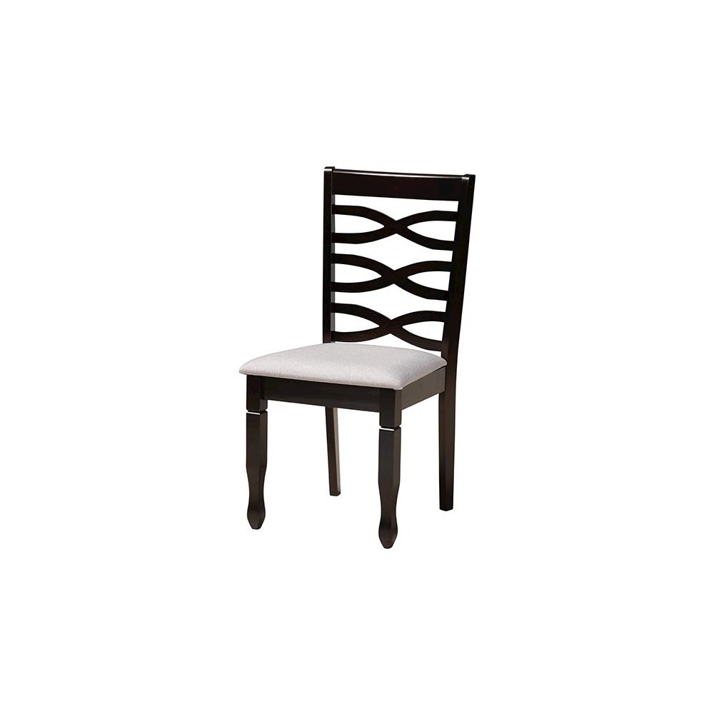 Mila Modern Grey Fabric and Dark Brown Finished Wood 5-Piece Dining Set. Picture 2