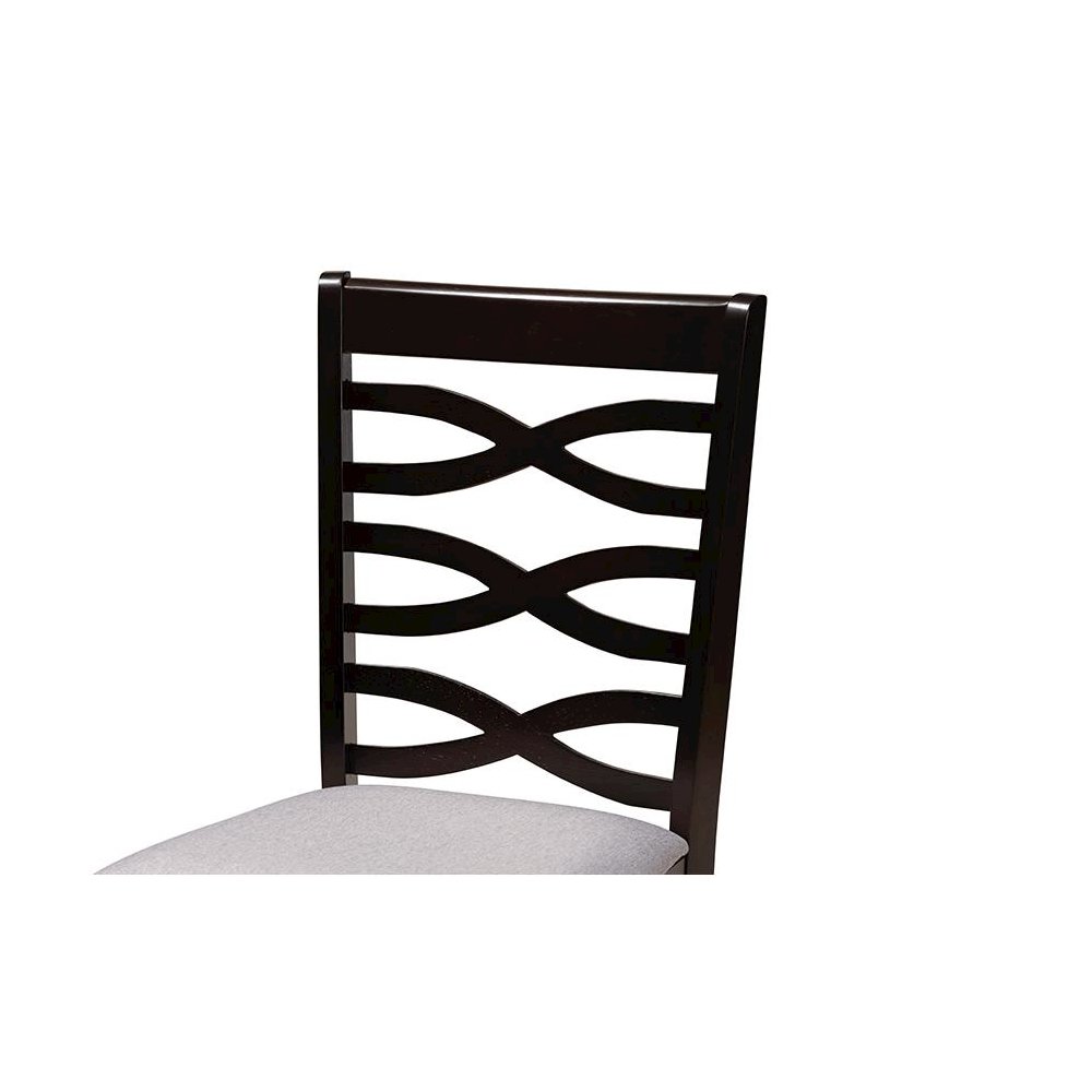 Mila Modern Grey Fabric and Dark Brown Finished Wood 5-Piece Dining Set. Picture 5