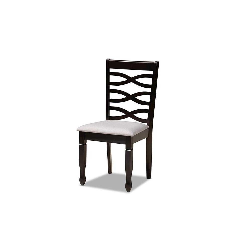 Grey Fabric Upholstered and Dark Brown Finished Wood 5-Piece Dining Set. Picture 2