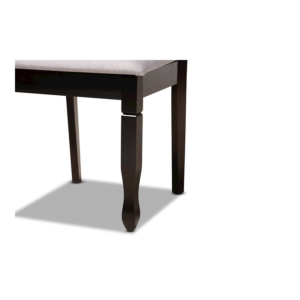 Grey Fabric Upholstered and Dark Brown Finished Wood 5-Piece Dining Set. Picture 6