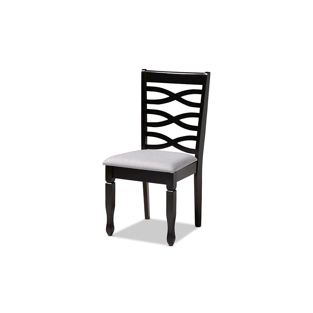 Gray Fabric Upholstered Espresso Brown Finished Wood Dining Chair Set of 4. Picture 2