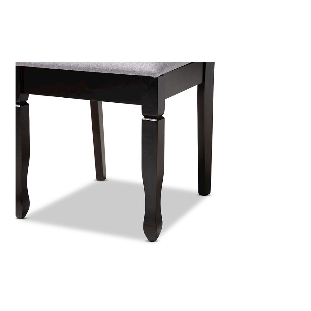 Gray Fabric Upholstered Espresso Brown Finished Wood Dining Chair Set of 4. Picture 4