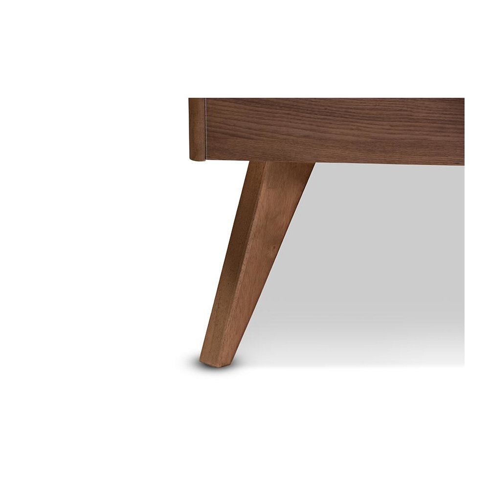 Zenon Mid-Century Modern Walnut Brown Finished Wood Full Size Platform Bed. Picture 5