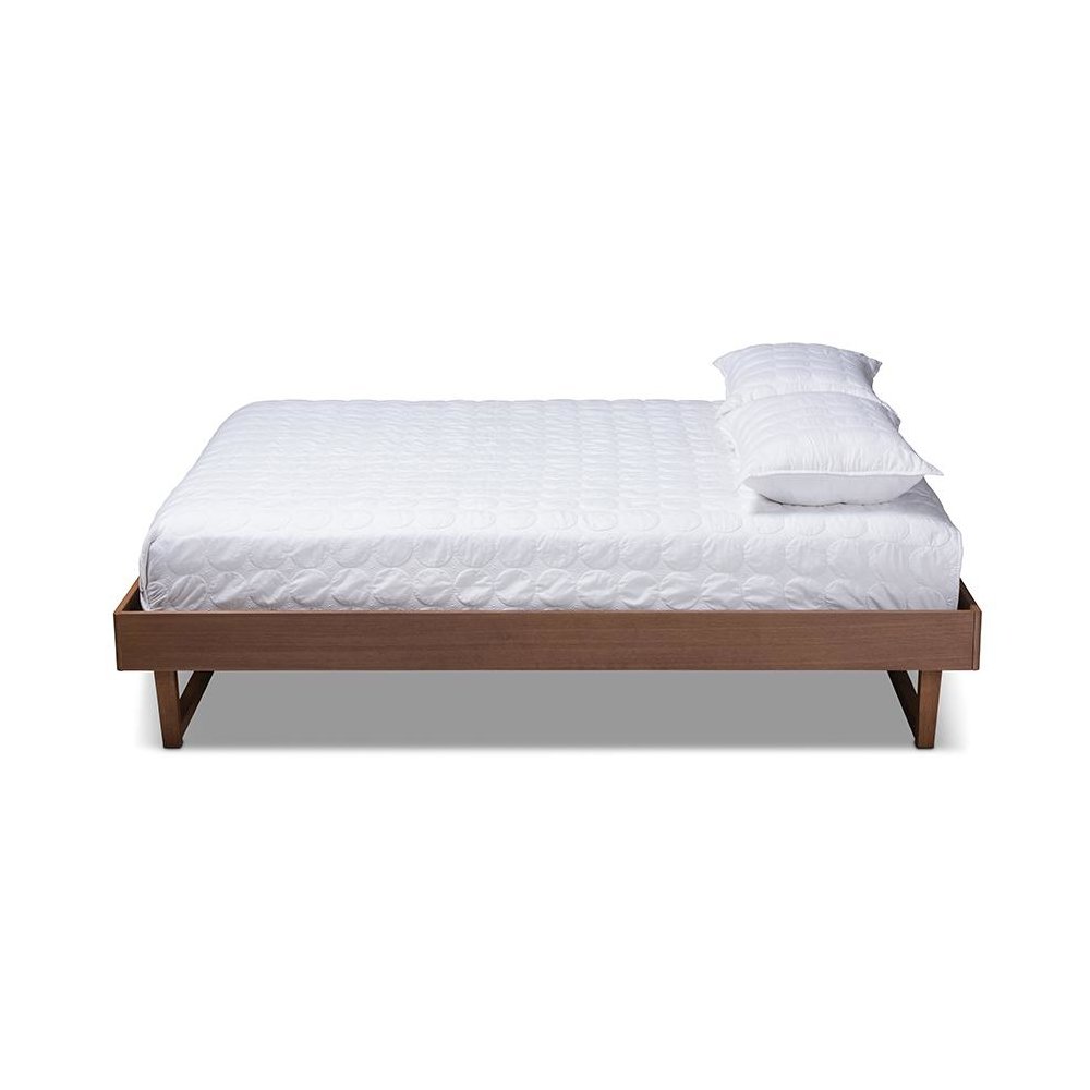 Walnut Brown Finished Wood Full Size Platform Bed Frame. Picture 2