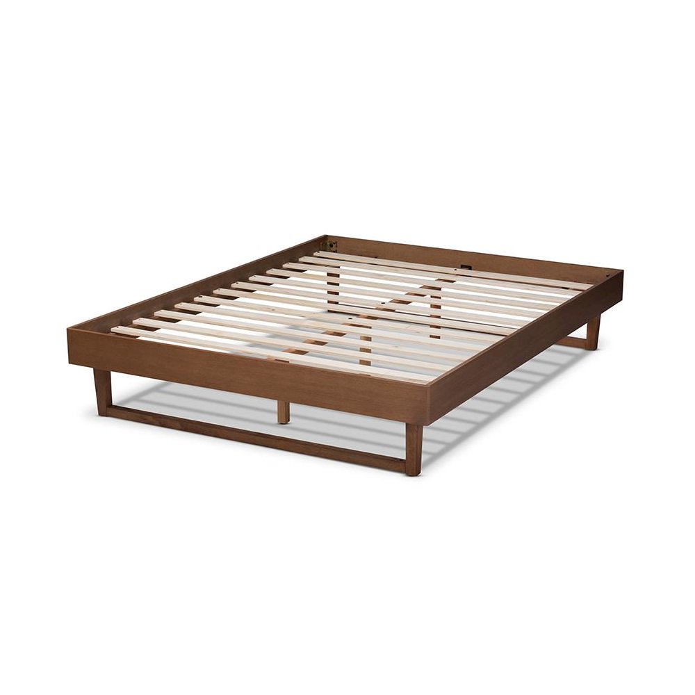 Walnut Brown Finished Wood Full Size Platform Bed Frame. Picture 3