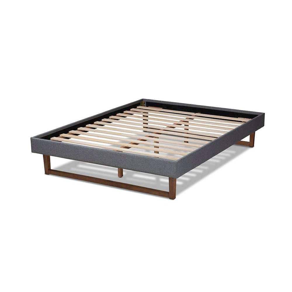 Walnut Brown Finished Wood Full Size Platform Bed Frame. Picture 3