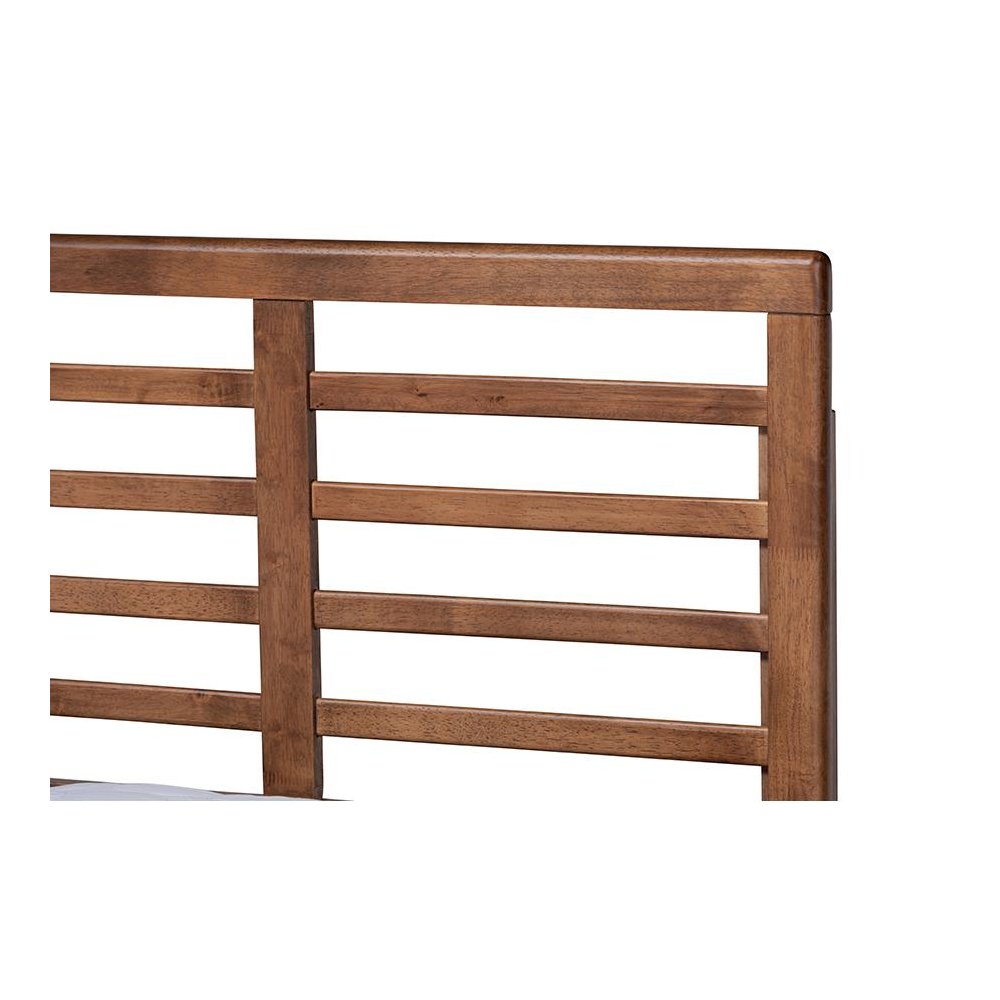 Ash Walnut Brown Finished Wood Full Size Platform Bed. Picture 4