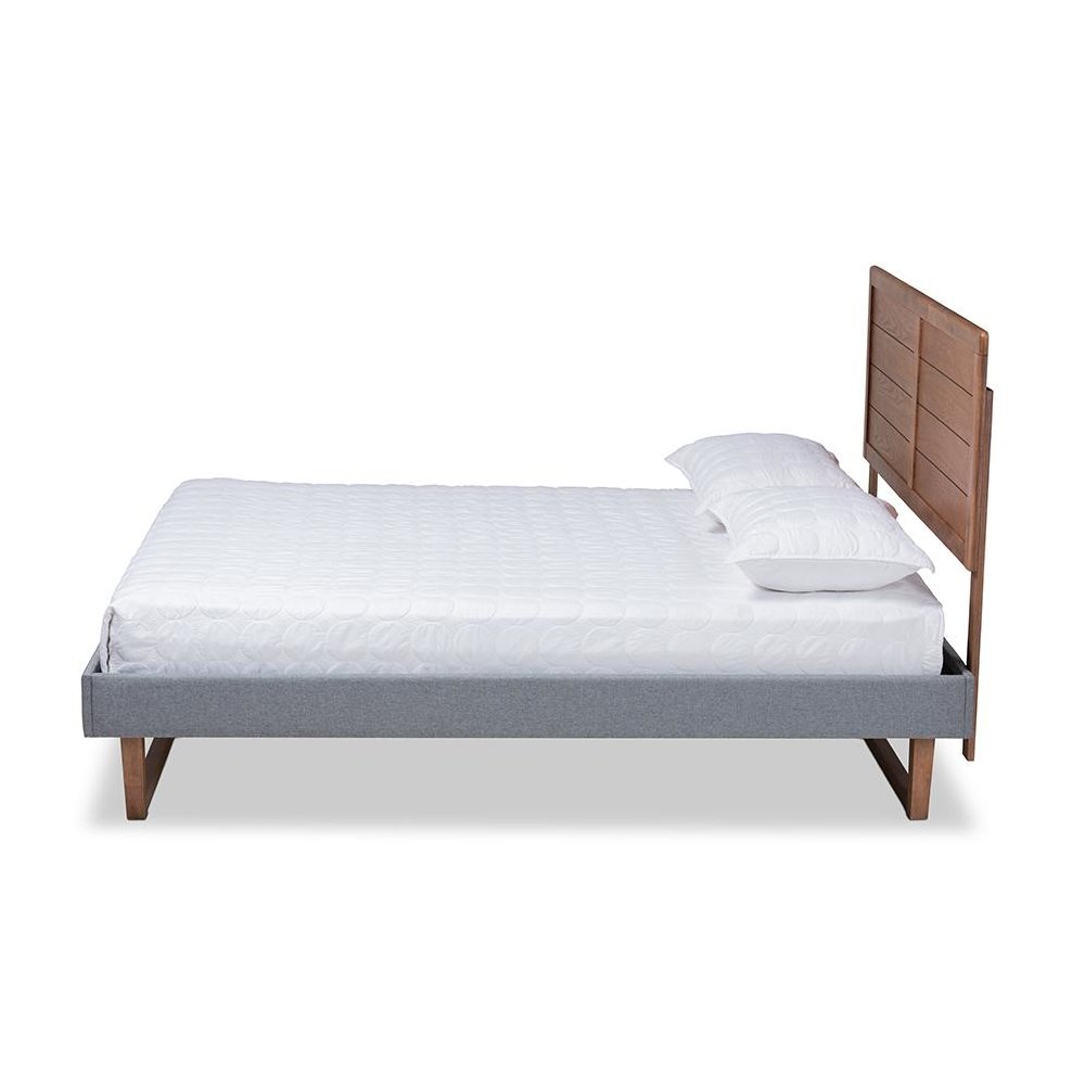 Ash Walnut Brown Finished Wood Full Size Platform Bed. Picture 2