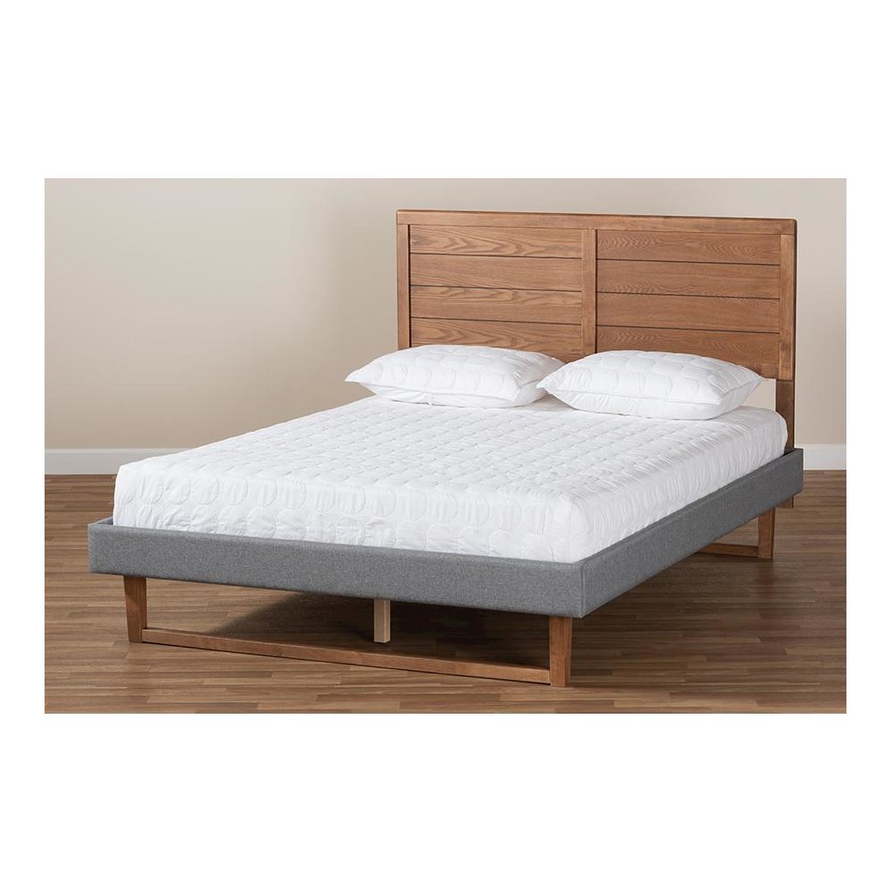 Ash Walnut Brown Finished Wood Full Size Platform Bed. Picture 7