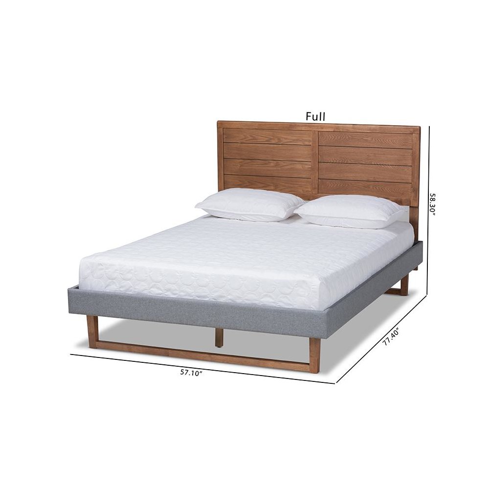 Ash Walnut Brown Finished Wood Full Size Platform Bed. Picture 8