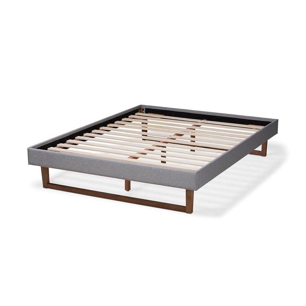 Walnut Brown Finished Wood Full Size Platform Bed Frame. Picture 3