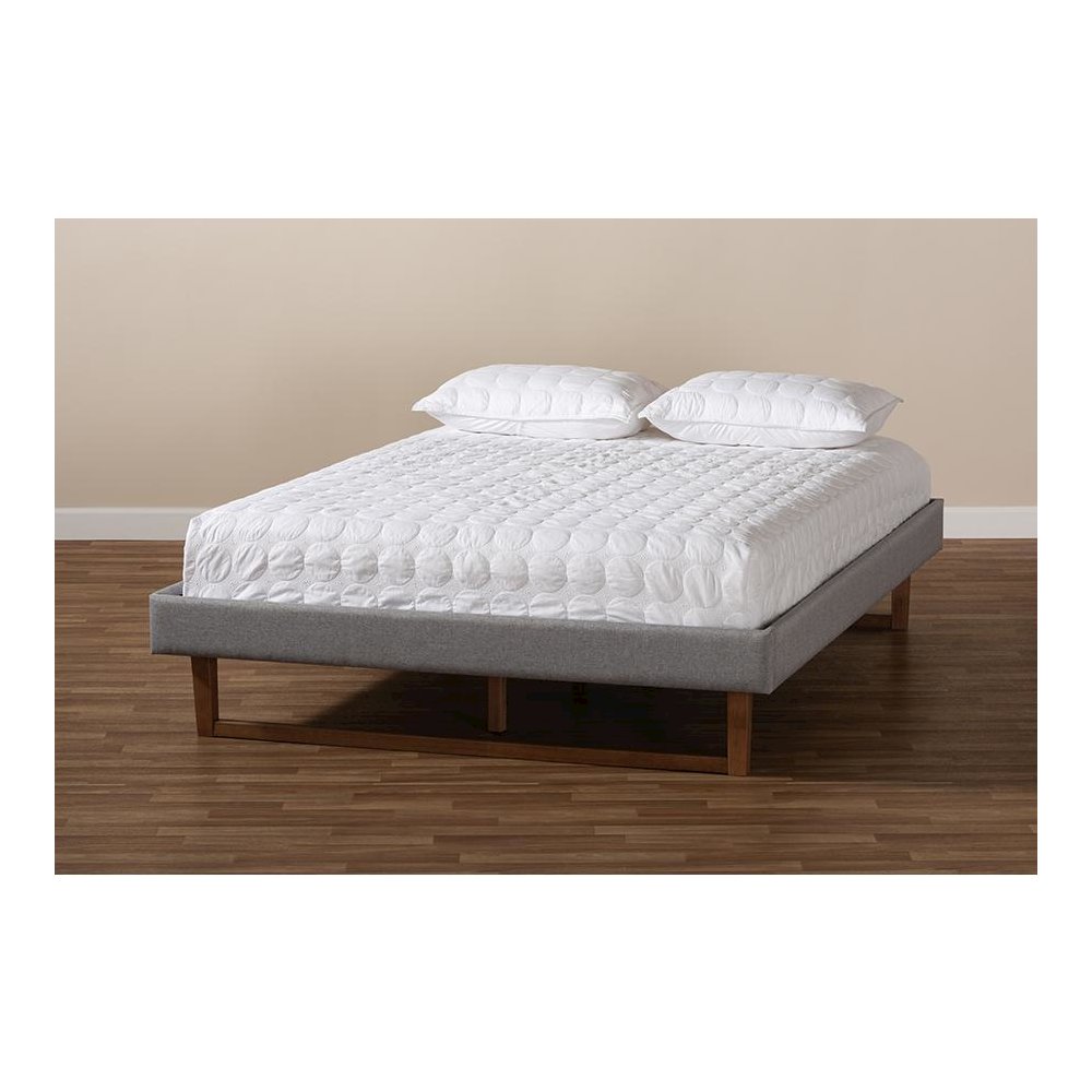 Walnut Brown Finished Wood Full Size Platform Bed Frame. Picture 6