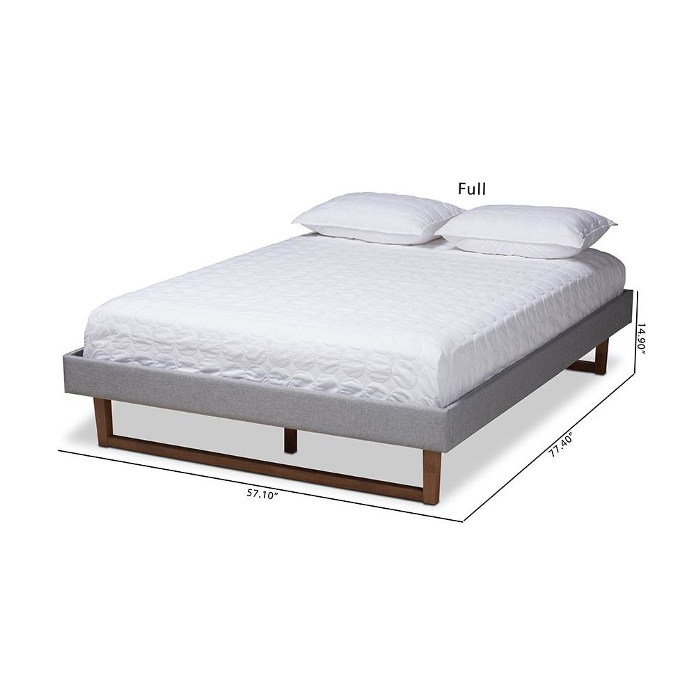 Walnut Brown Finished Wood Full Size Platform Bed Frame. Picture 7