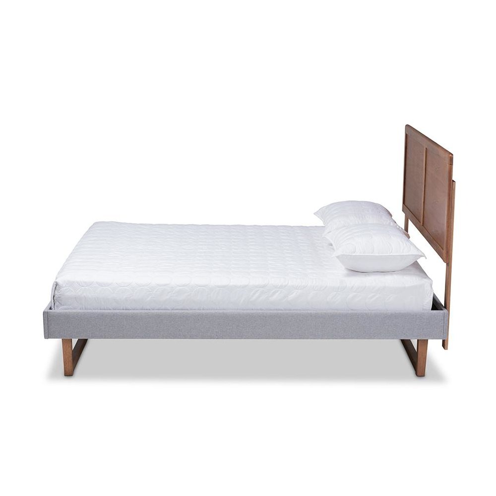 Ash Walnut Brown Finished Wood Full Size Platform Bed. Picture 2