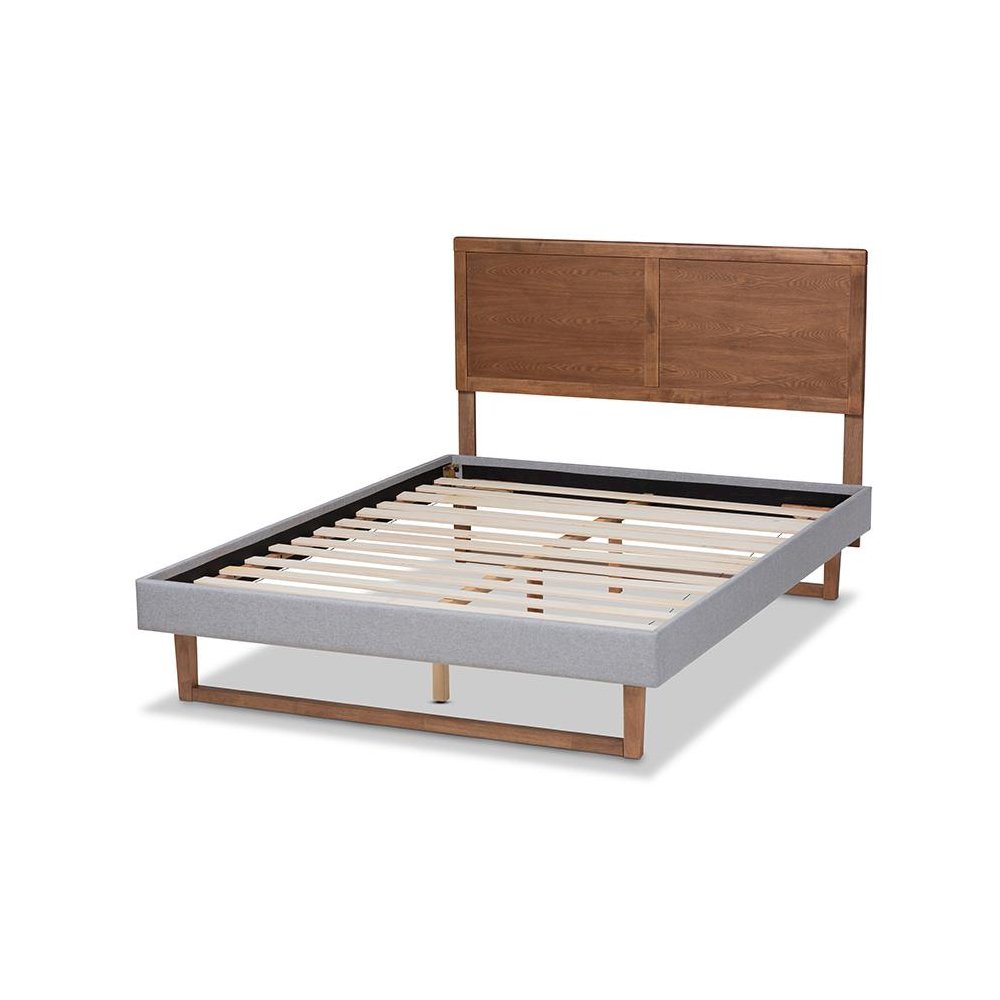 Ash Walnut Brown Finished Wood Full Size Platform Bed. Picture 3