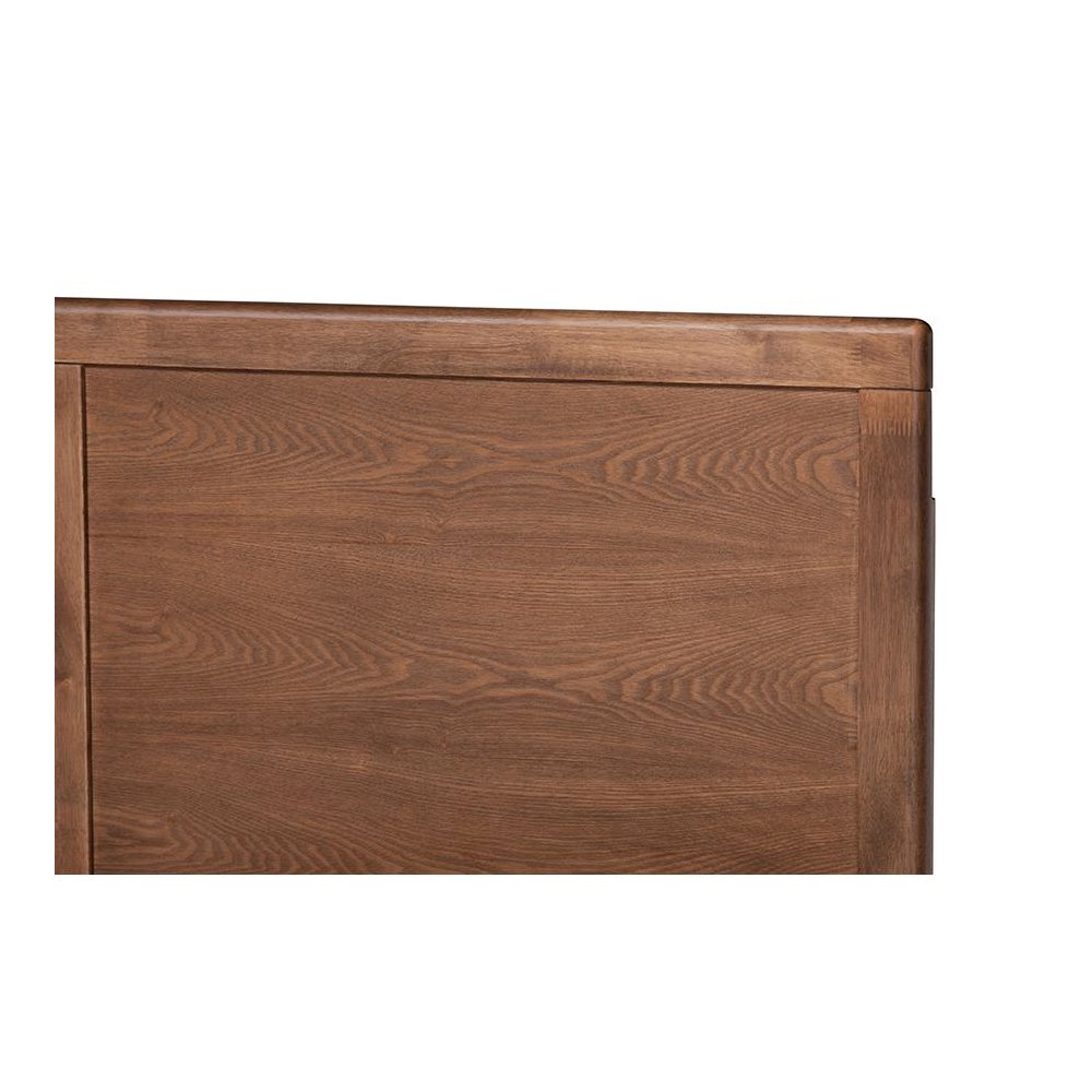 Ash Walnut Brown Finished Wood Full Size Platform Bed. Picture 4