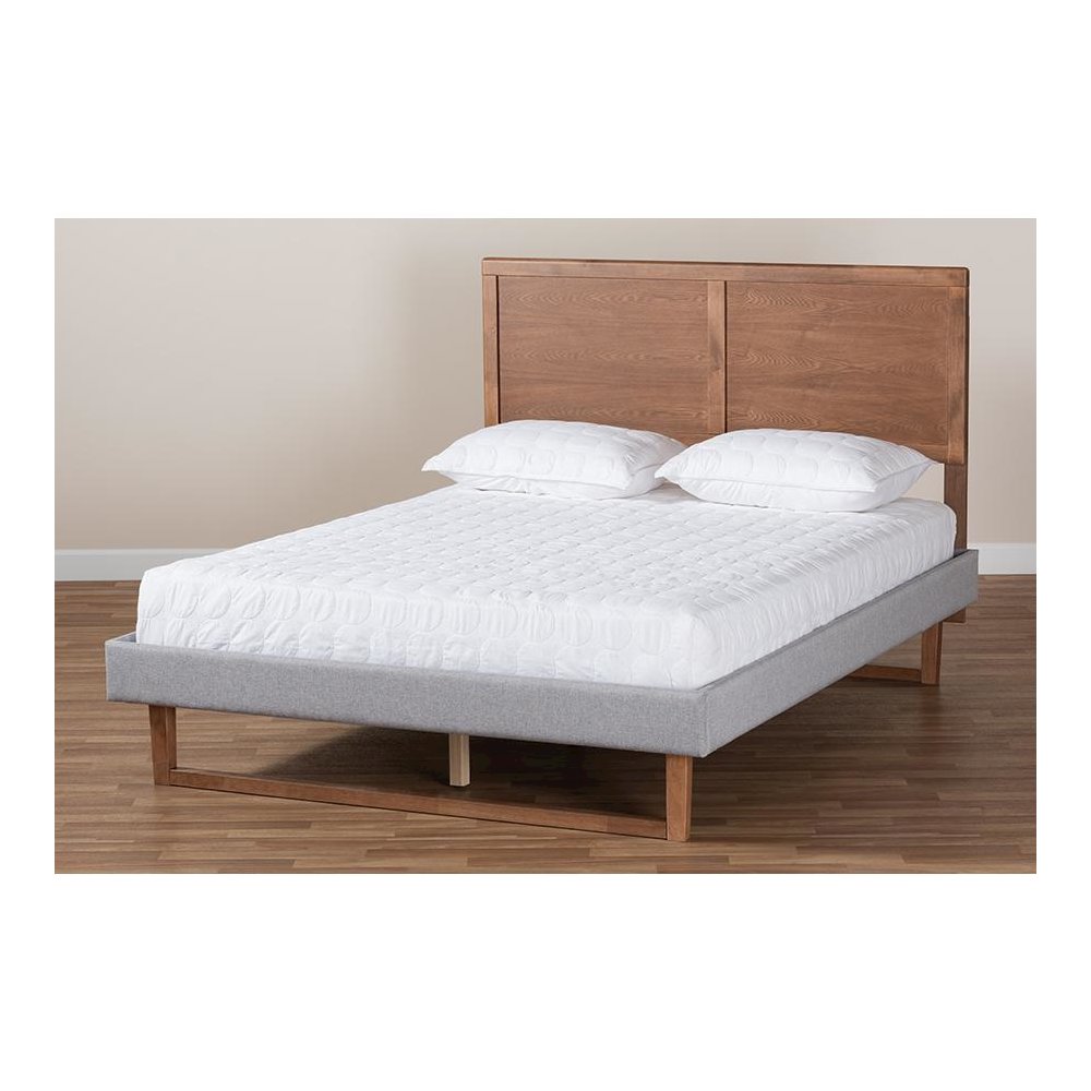 Ash Walnut Brown Finished Wood Full Size Platform Bed. Picture 7