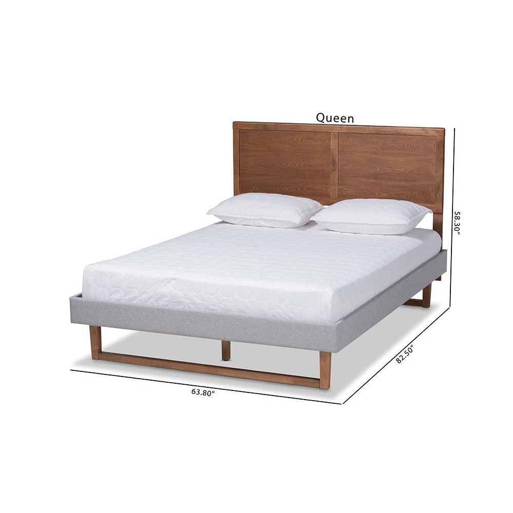 Ash Walnut Brown Finished Wood Full Size Platform Bed. Picture 9