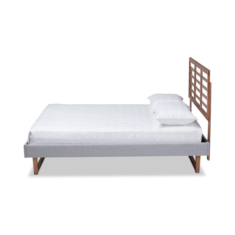 Ash Walnut Brown Finished Wood Full Size Platform Bed. Picture 2