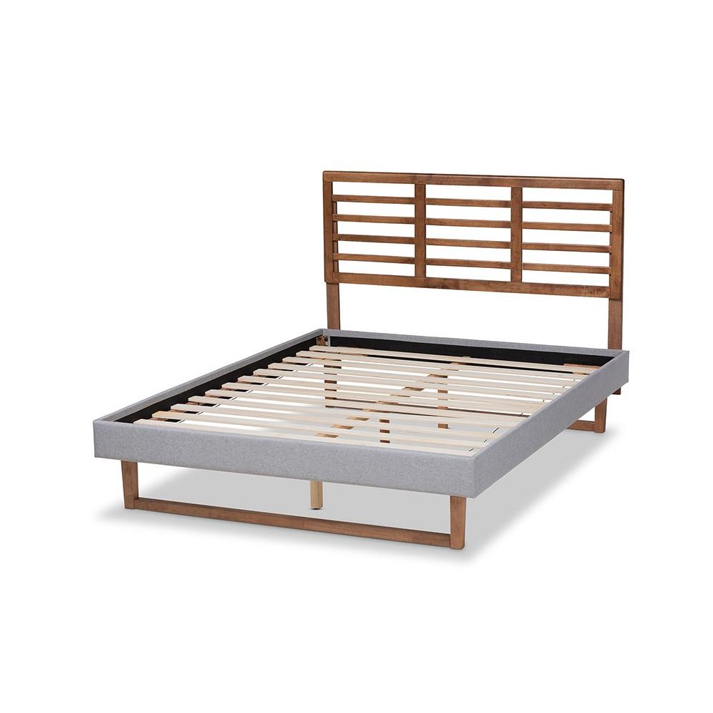 Ash Walnut Brown Finished Wood Full Size Platform Bed. Picture 3