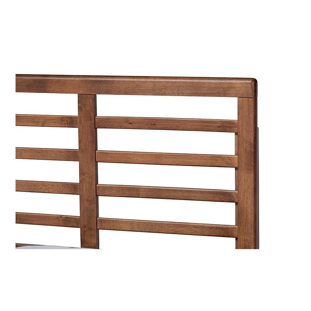 Ash Walnut Brown Finished Wood Full Size Platform Bed. Picture 4