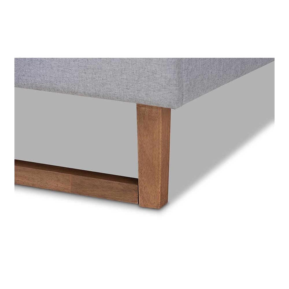 Ash Walnut Brown Finished Wood Full Size Platform Bed. Picture 5