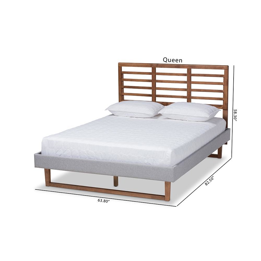 Ash Walnut Brown Finished Wood Full Size Platform Bed. Picture 9