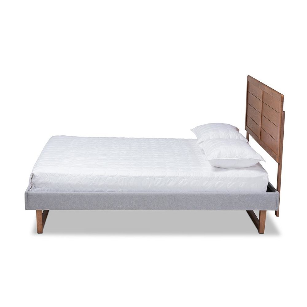 Walnut Brown Finished Wood Full Size Platform Bed. Picture 2