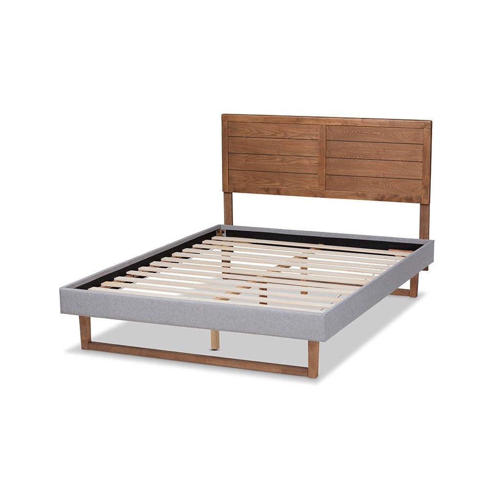 Walnut Brown Finished Wood Full Size Platform Bed. Picture 3