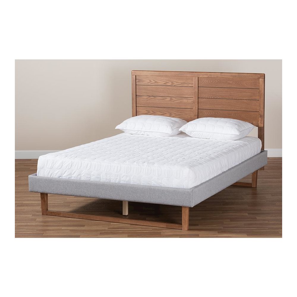 Walnut Brown Finished Wood Full Size Platform Bed. Picture 7