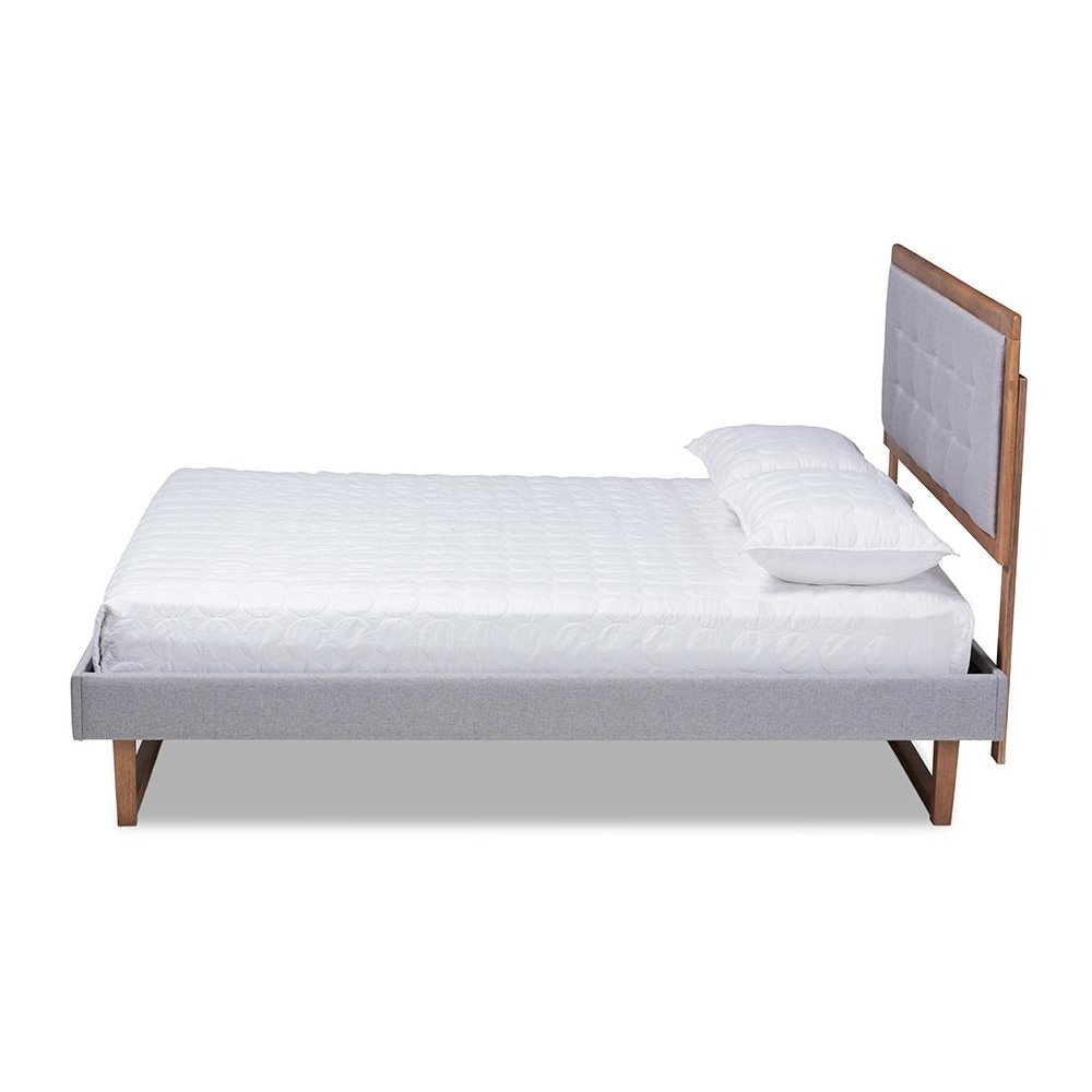 Ash Walnut Brown Finished Wood Full Size Platform Bed. Picture 2