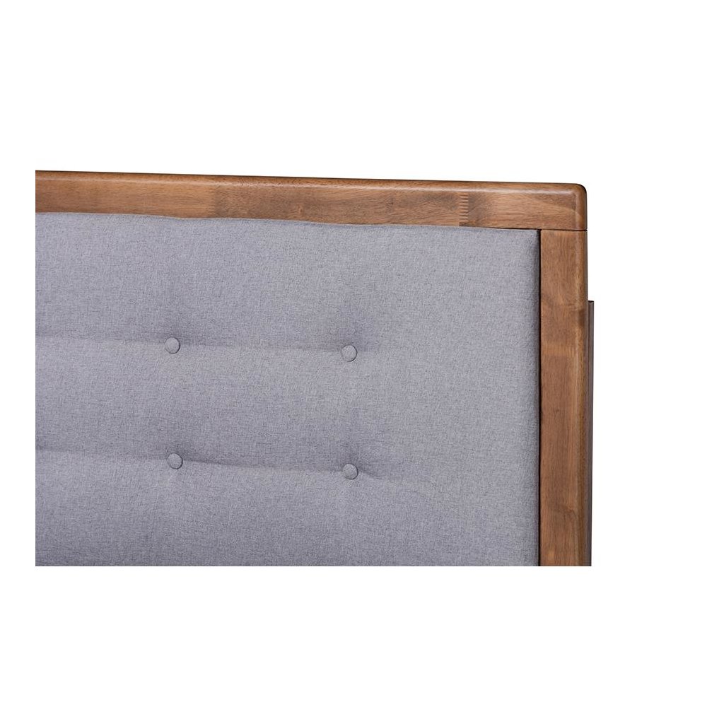 Ash Walnut Brown Finished Wood Full Size Platform Bed. Picture 4