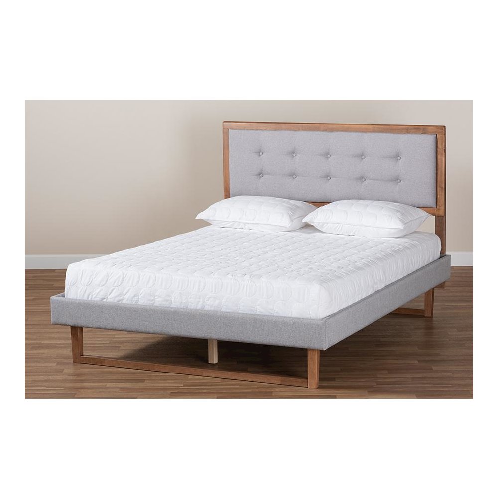 Ash Walnut Brown Finished Wood Full Size Platform Bed. Picture 7