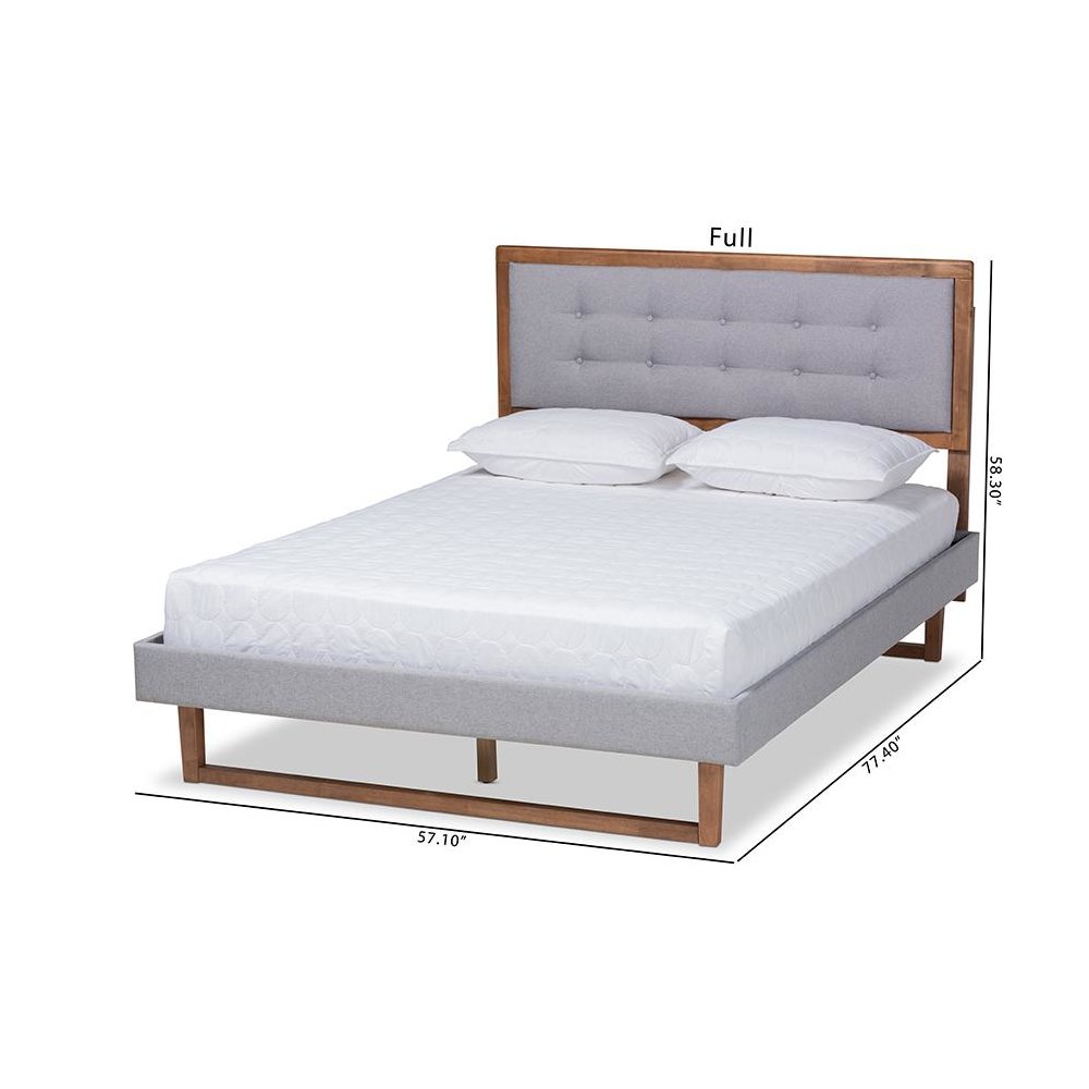 Ash Walnut Brown Finished Wood Full Size Platform Bed. Picture 8