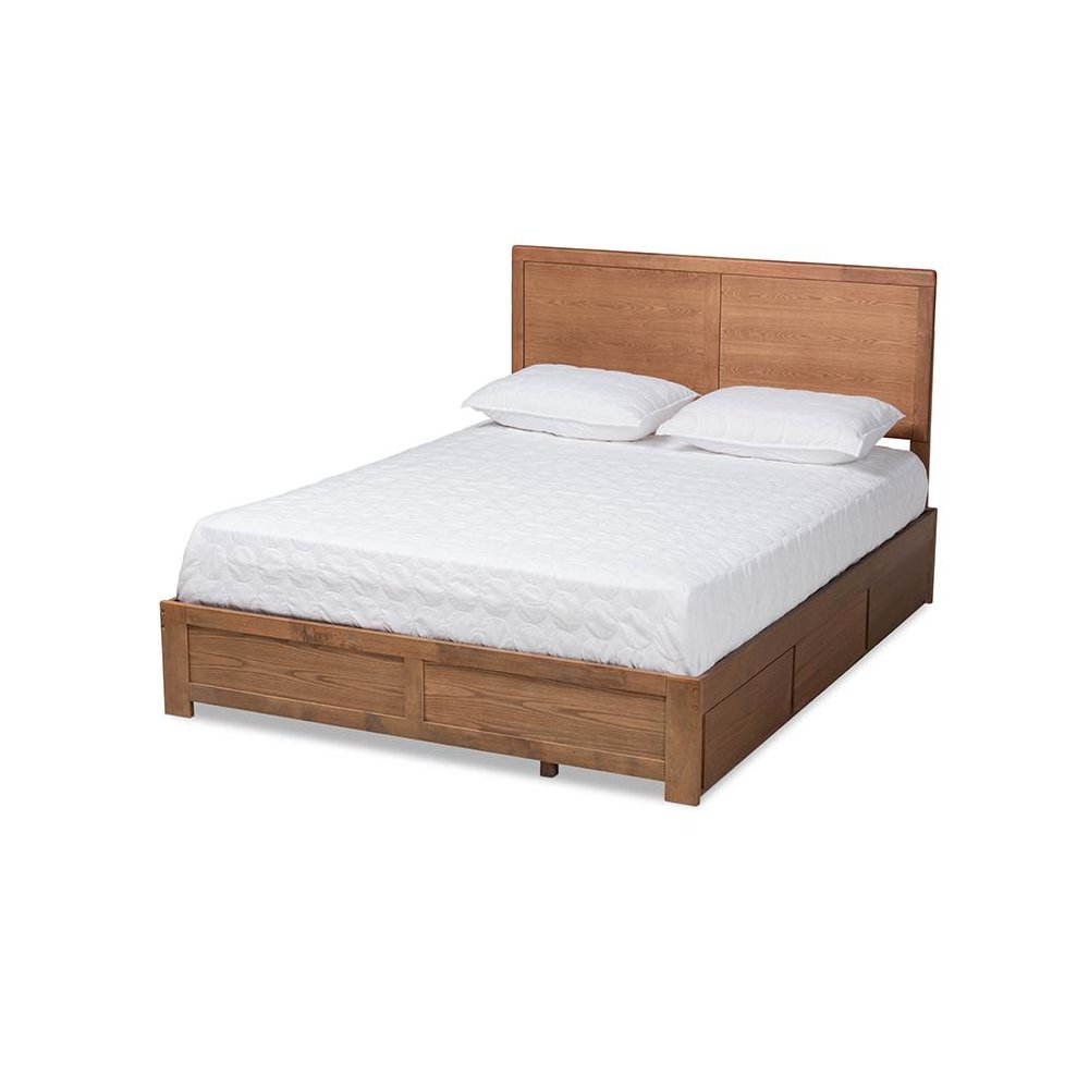 Walnut Brown Finished Wood Full Size 3-Drawer Platform Storage Bed. Picture 1