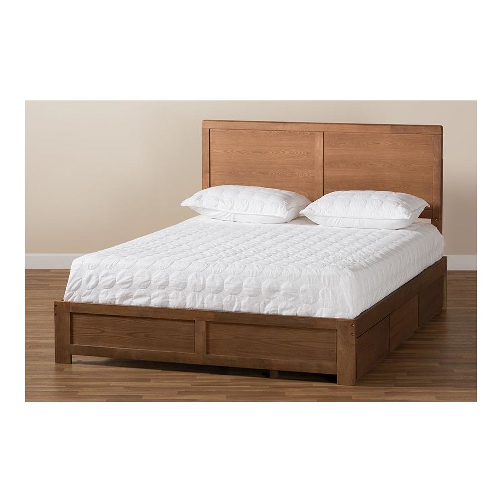 Walnut Brown Finished Wood Full Size 3-Drawer Platform Storage Bed. Picture 10