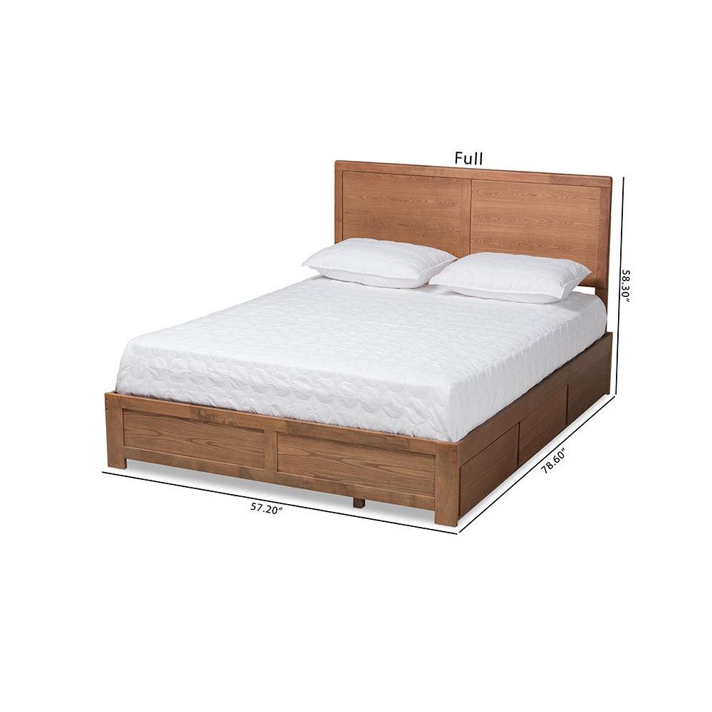 Walnut Brown Finished Wood Full Size 3-Drawer Platform Storage Bed. Picture 11