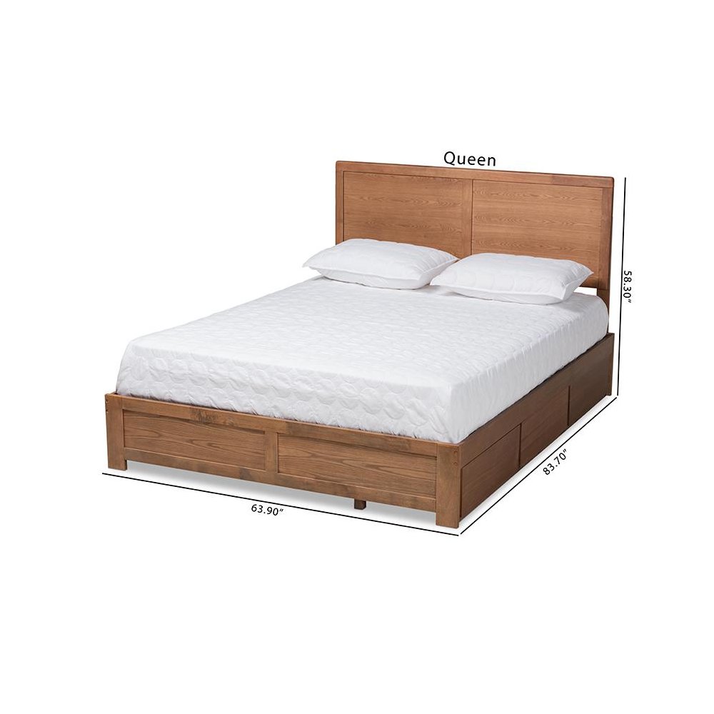 Walnut Brown Finished Wood Full Size 3-Drawer Platform Storage Bed. Picture 12