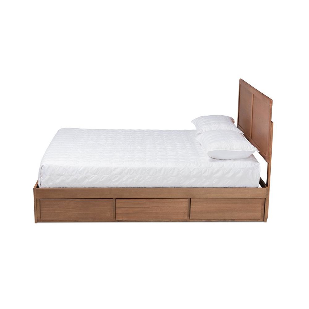 Walnut Brown Finished Wood Full Size 3-Drawer Platform Storage Bed. Picture 3